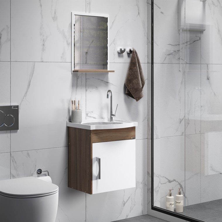 RORATO - KIT TURIM SUSPENSO 1 PORTA 39CM NOGAL/BRANCO